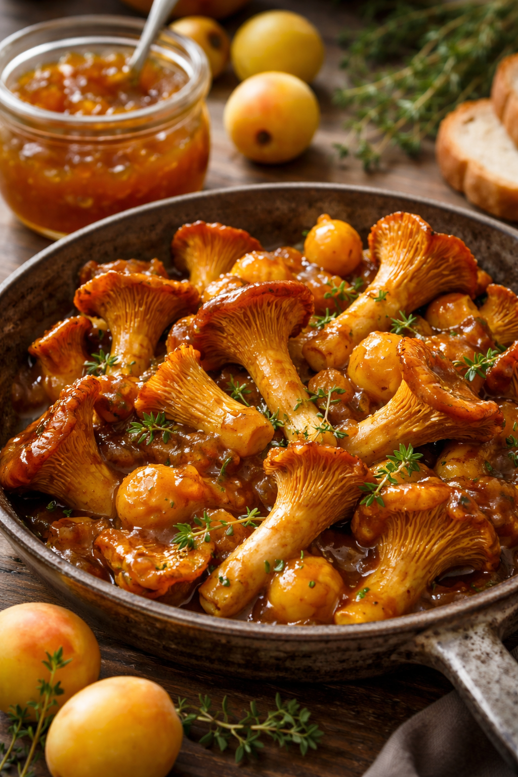 Chanterelles à la confiture de mirabelle